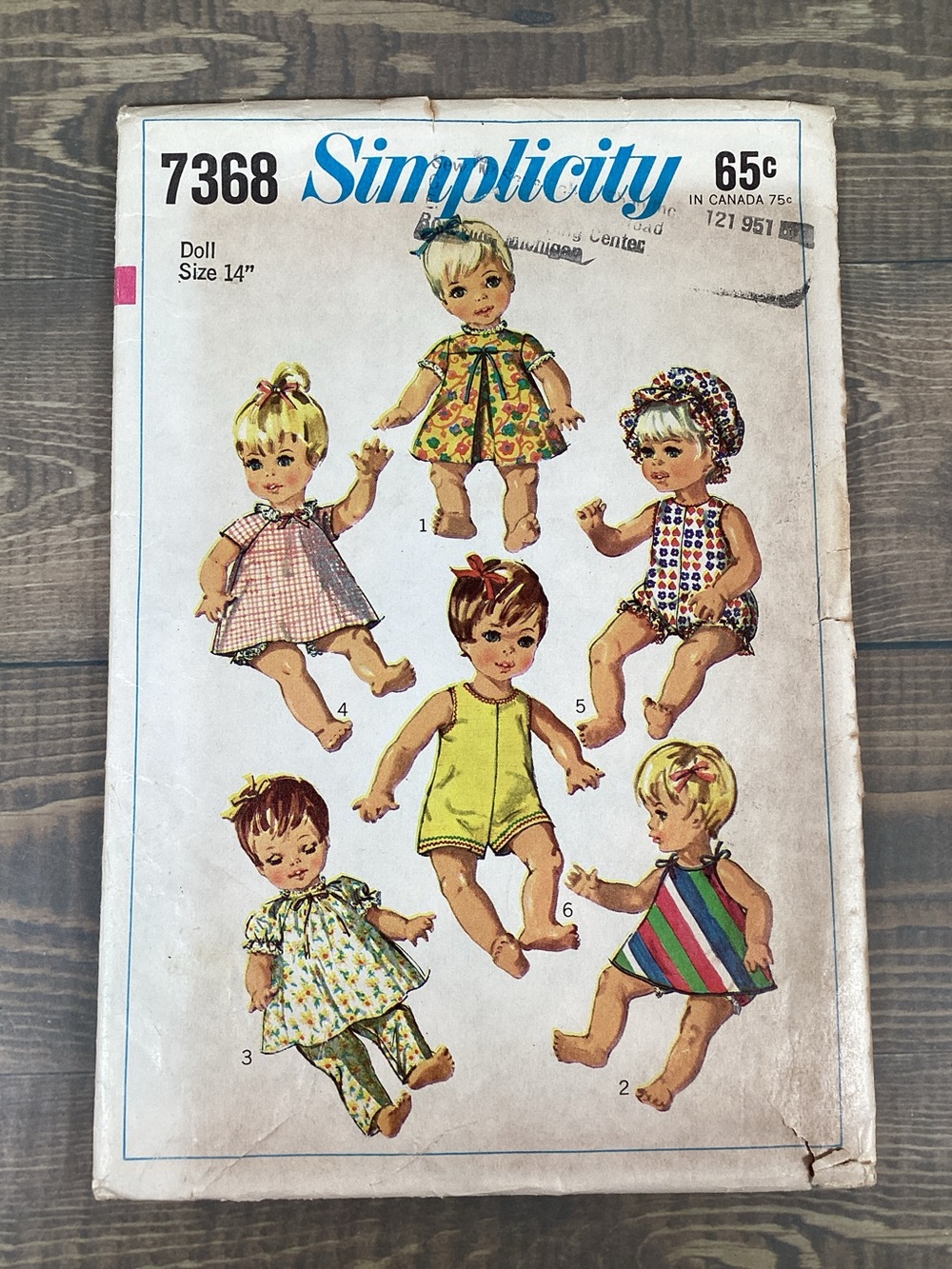Vintage 1967 Simplicity 7368 Sewing Pattern Doll Clothes for 14" Doll